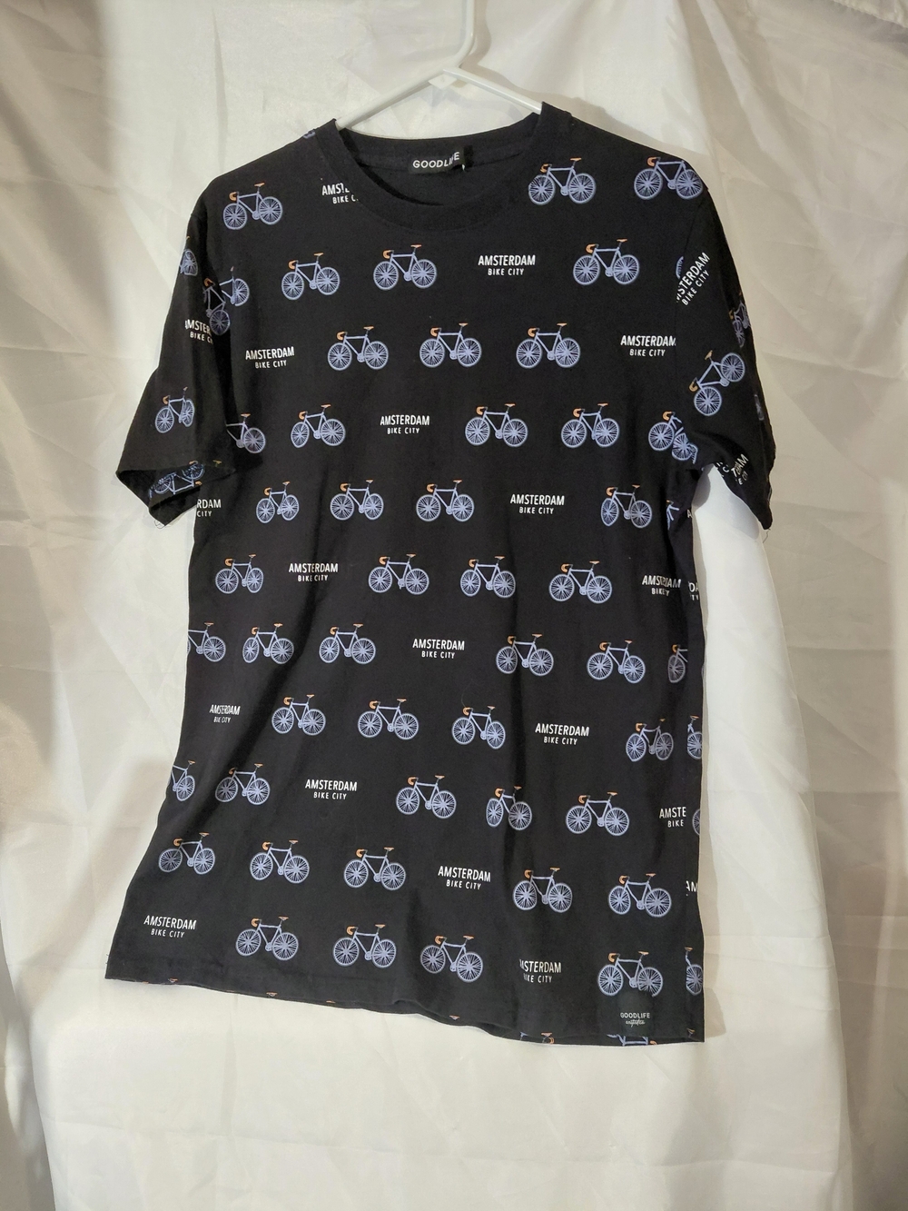 Goodlife Black Graphic Tee with Blue and Orange Bike Accent